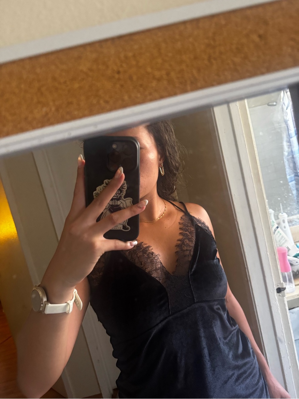 Black Lace-Trim Satin Slip Dress - Women Intimates & Sleepwear